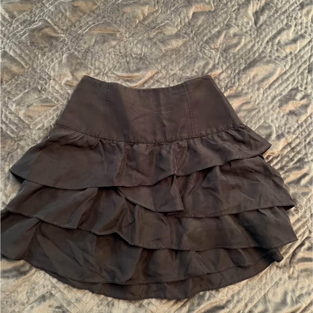 Wilfred Charcoal Tiered A-Line Skirt